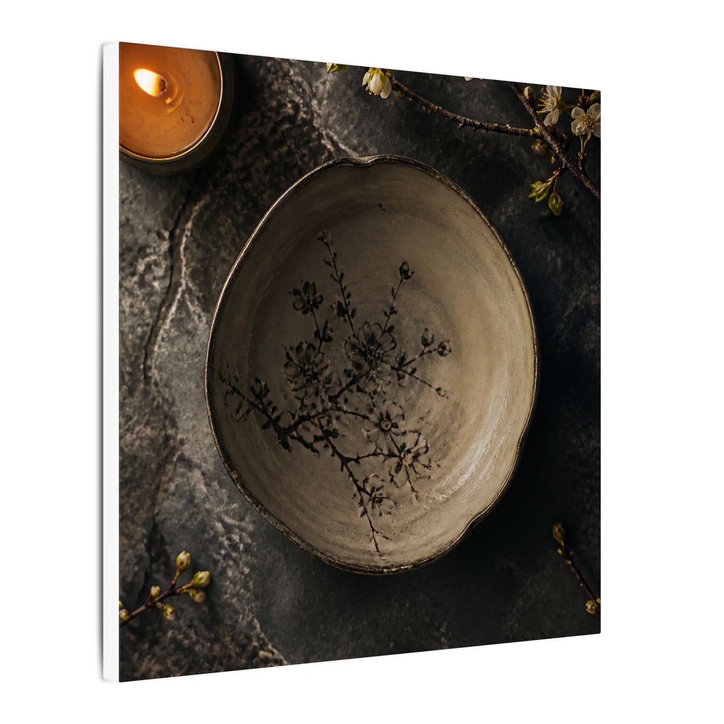 Ceramic Bowl Spring Canvas Art | Japandi Earthy Design