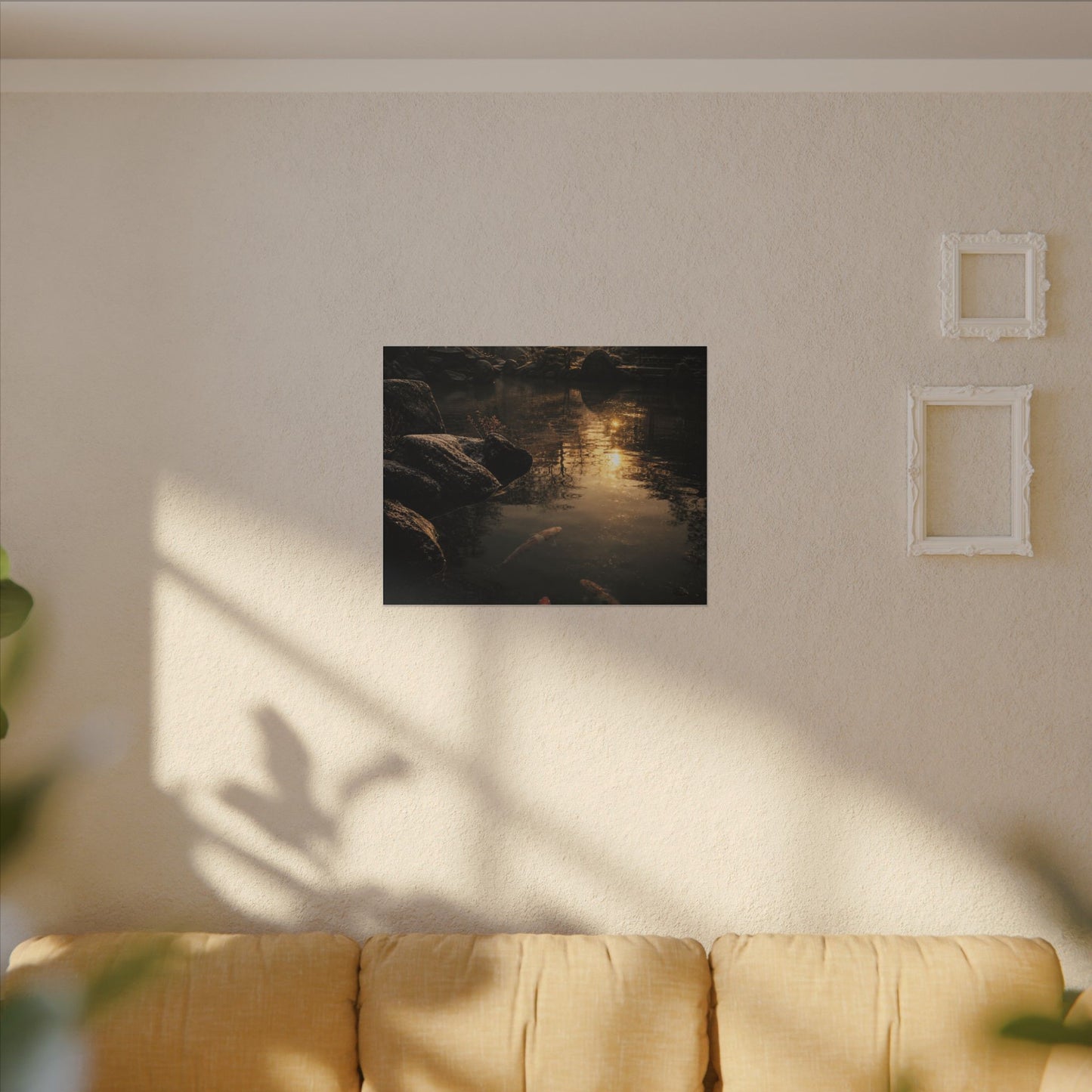 Winter Koi Pond Shadow Zen Canvas Art | Bold Decor