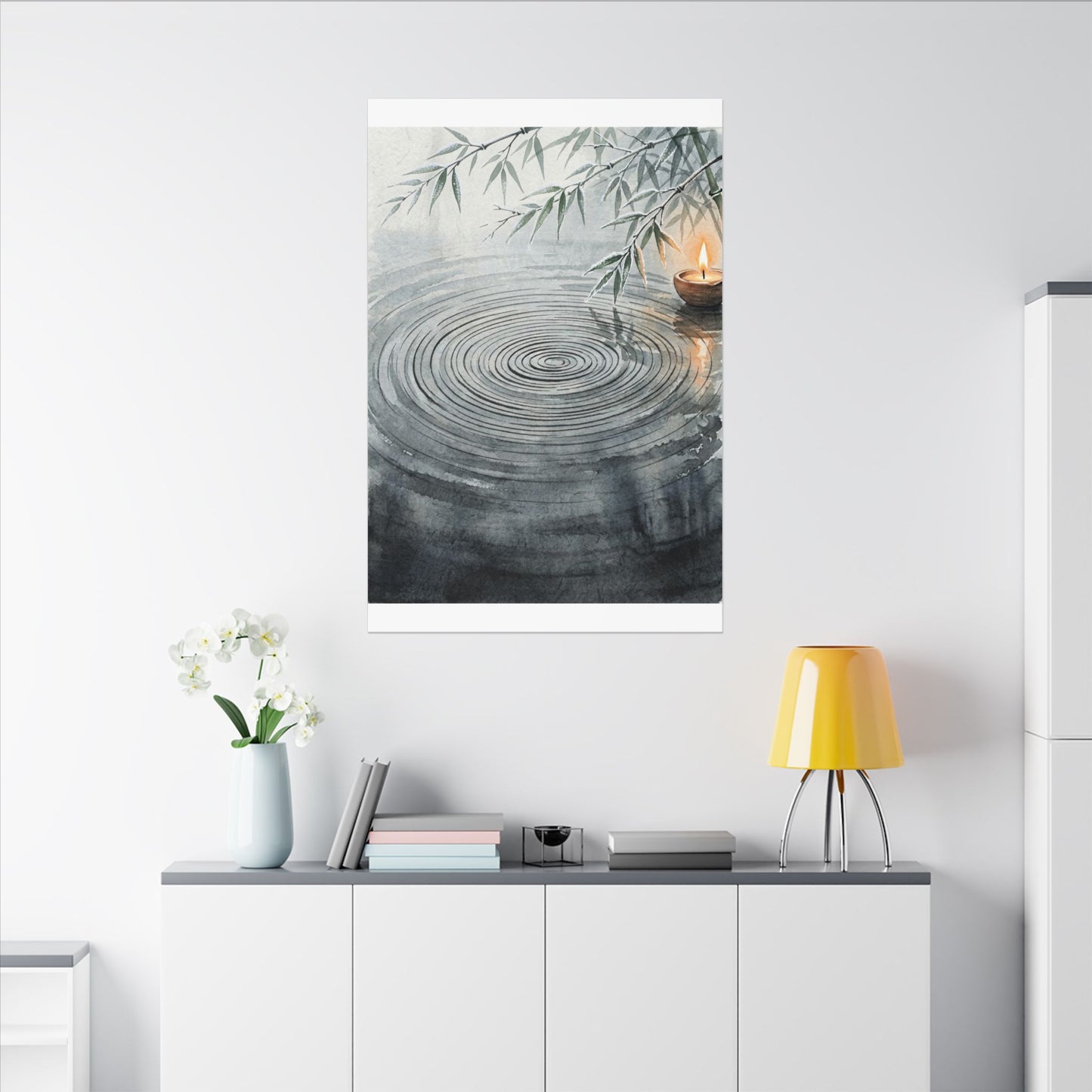 Water Ripple Sumi E Canvas Art | Calm Zen Art