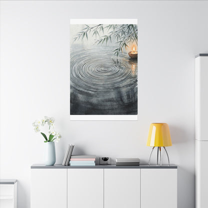 Water Ripple Sumi E Canvas Art | Calm Zen Art