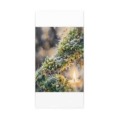 Winter Moss Close Up Watercolor Canvas Art | Neutral Decor