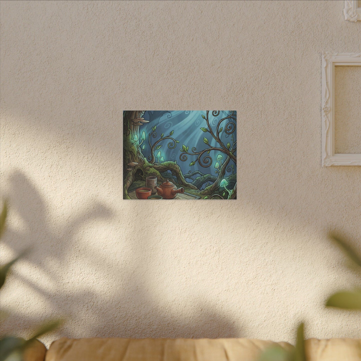 Spring Tea Ceremony Forest Whimsy Canvas Art | Cozy Decor