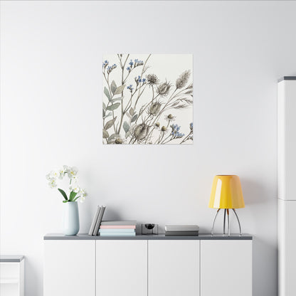 Dried Flowers Canvas Art | Summer Japandi Watercolor Art