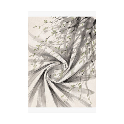 Silk Drape Wall Art Print | Spring Zen Sumi E Art