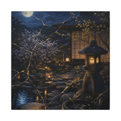 Seijaku Moonlit Garden Canvas Art - Kintsugi Gold Vein