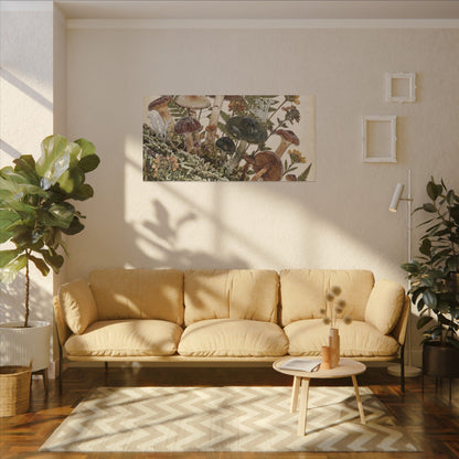 Winter Wild Mushrooms Herbarium Canvas Art | Enchanting Decor