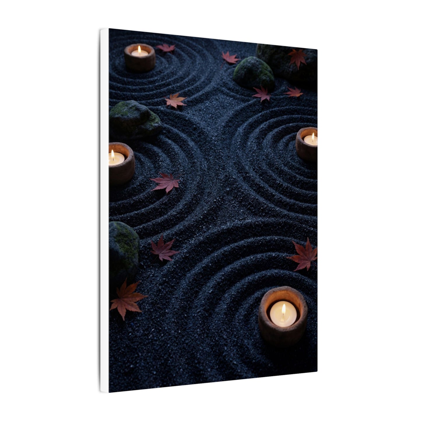 Seijaku Rock Garden Canvas Art - Dark Japandi Dark Texture