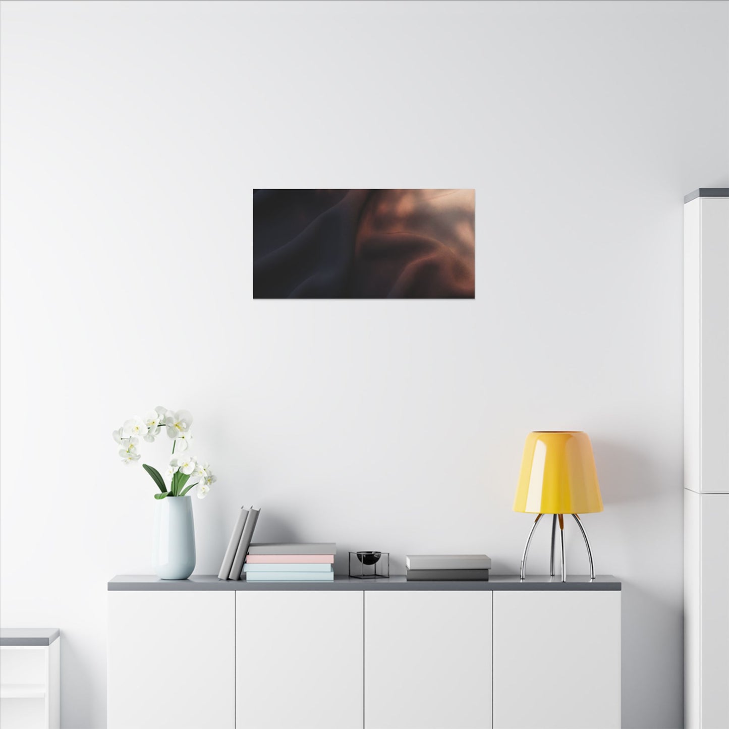 Dark Japandi Silk Drape in Dawn | Shadow Zen Canvas Art