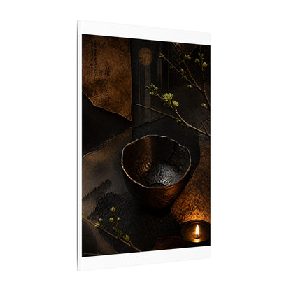 Atmospheric Ceramic Bowl Canvas Art - Shadow Zen Dark Japandi