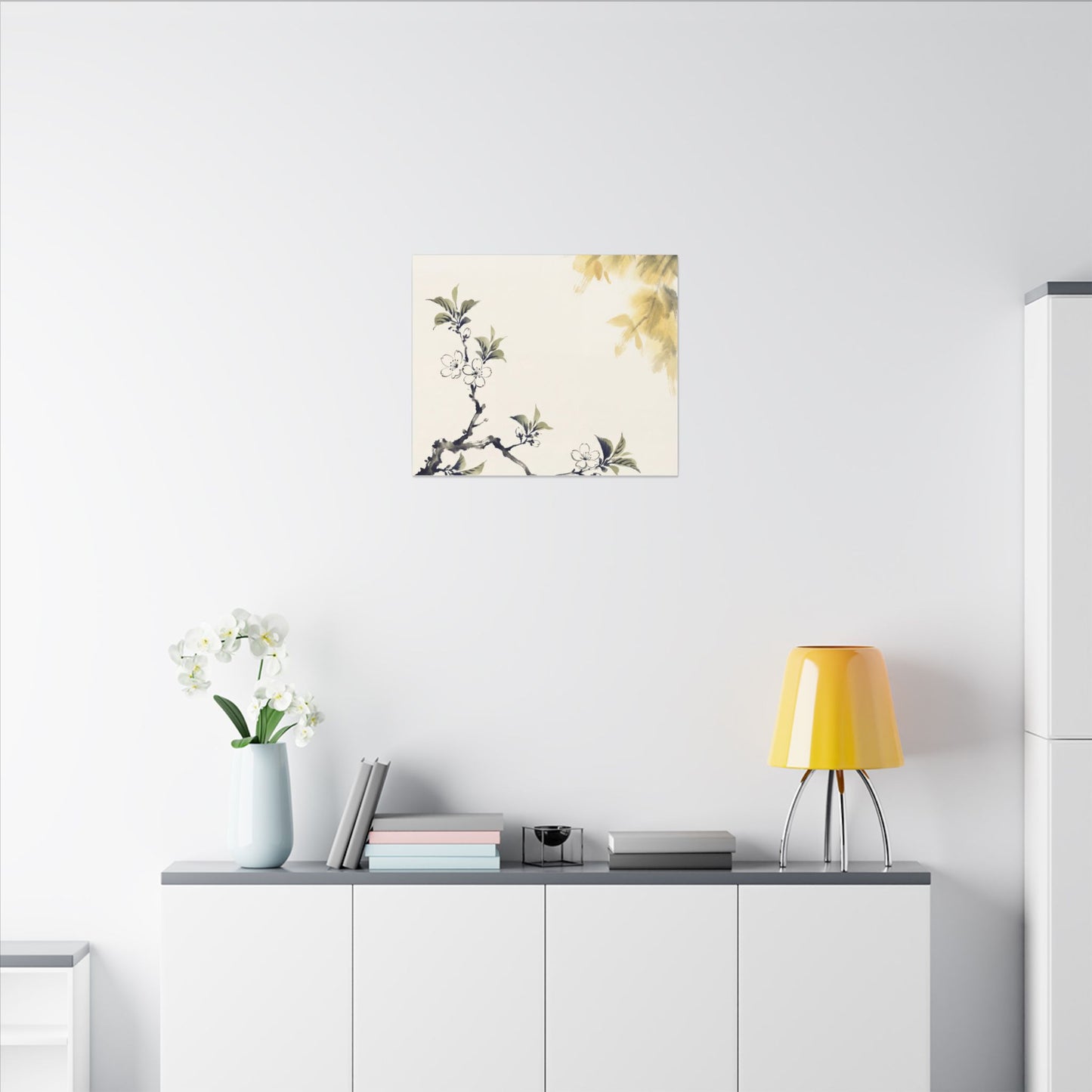 Kanso Cherry Blossom Canvas Art - Zen Sumi E