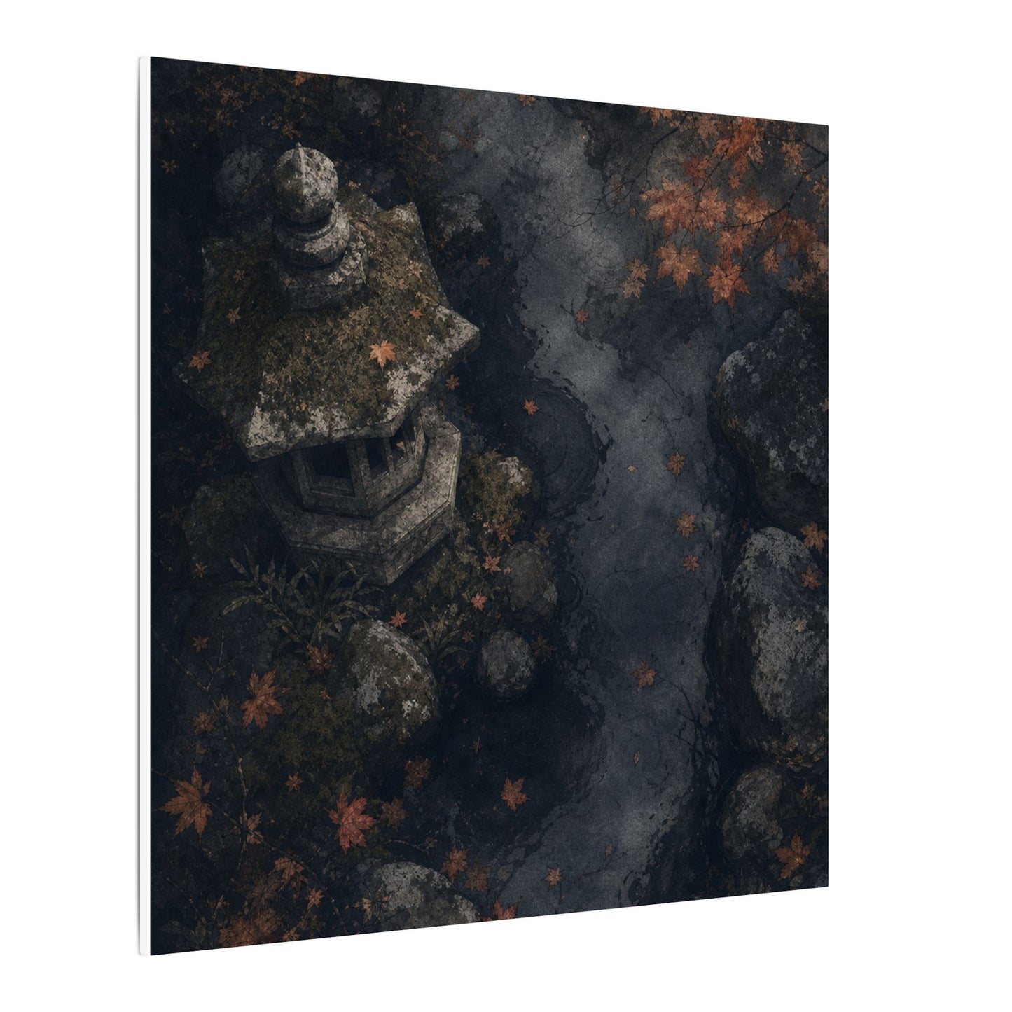 Stone Lantern Canvas Art | Autumn Japandi Texture Art