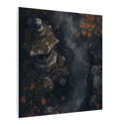 Stone Lantern Canvas Art | Autumn Japandi Texture Art