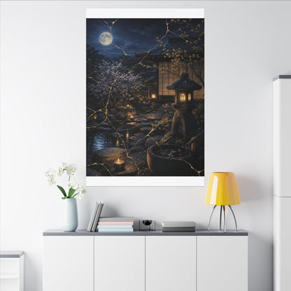 Seijaku Moonlit Garden Canvas Art - Kintsugi Gold Vein