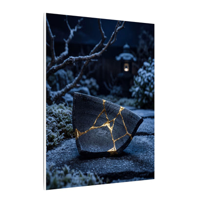 Moonlit Garden Winter Canvas Art | Kintsugi Artful Design