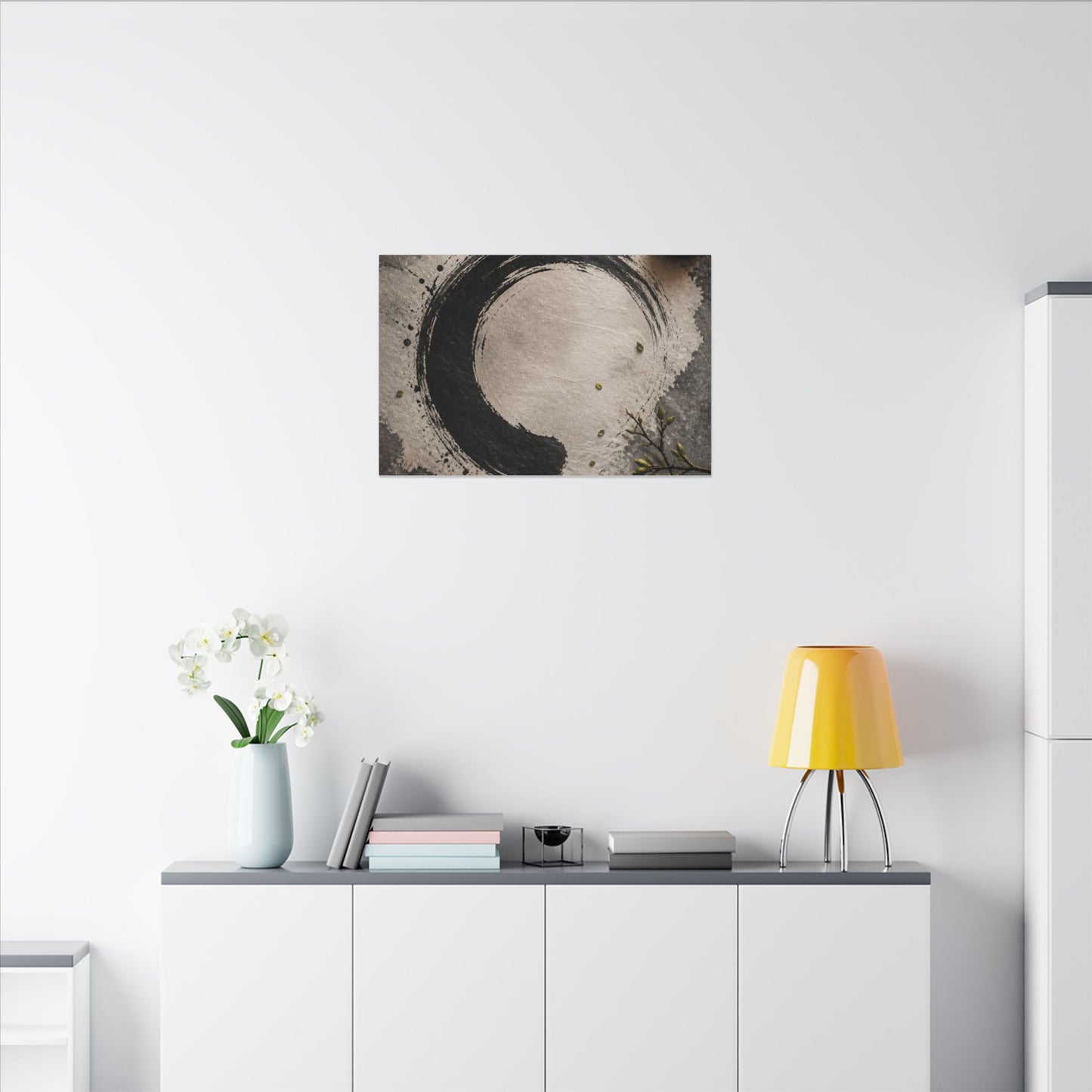 Candlelight Ink Brushstroke Canvas Art - Zen Ma