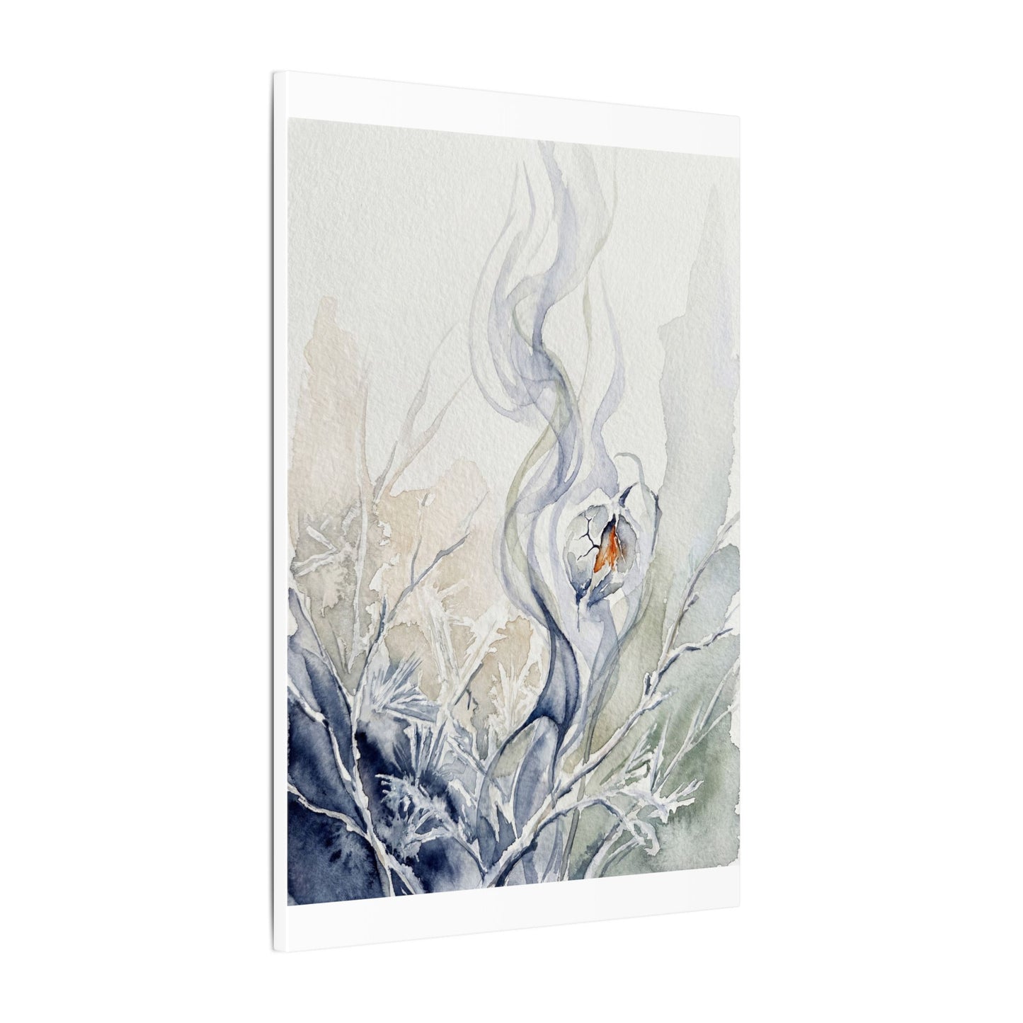 Earthy Incense Smoke Canvas Art - Watercolor Japandi