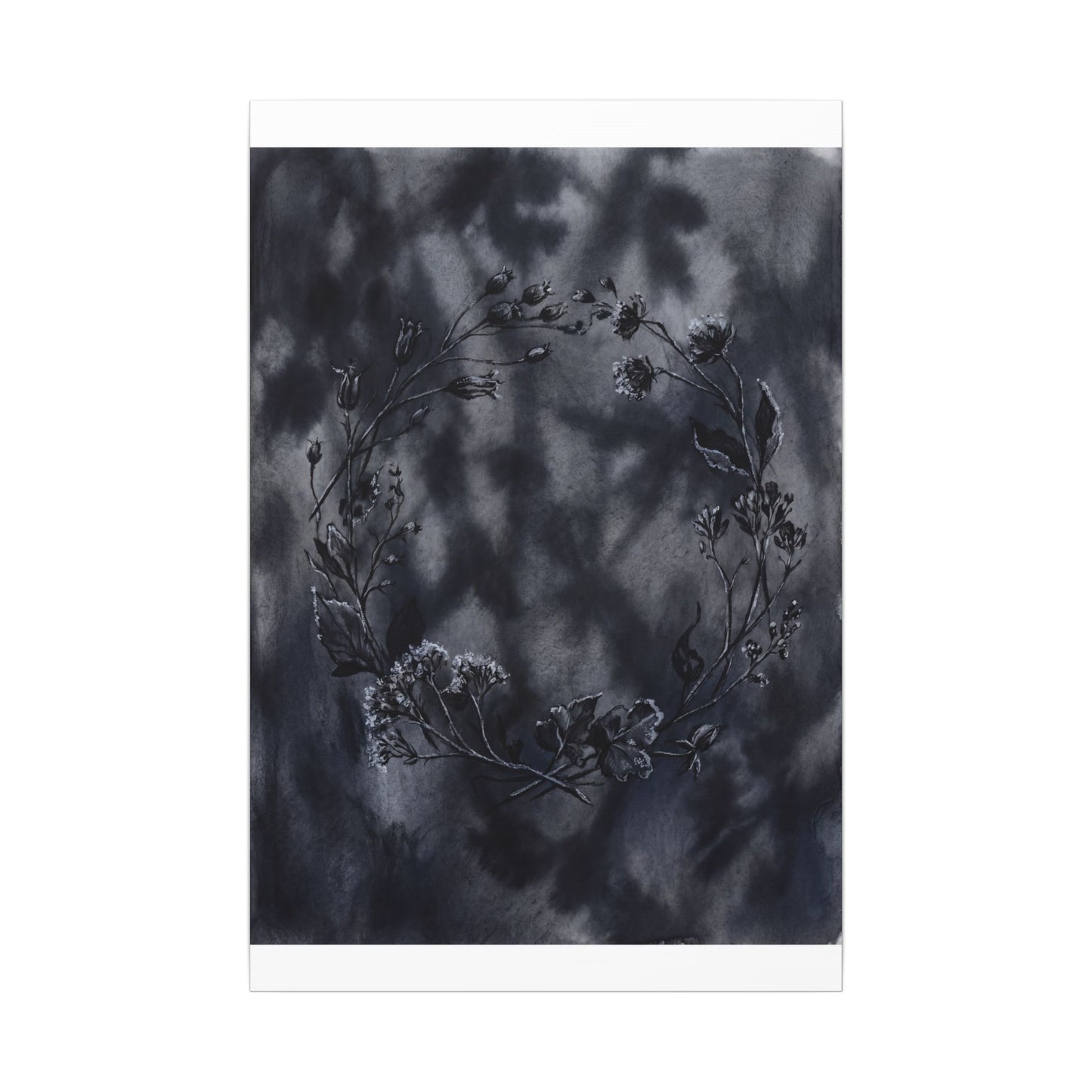 Dried Flowers Canvas Art | Winter Dark Japandi Shadow Zen Art