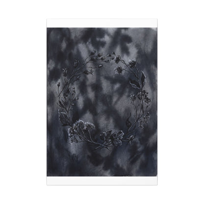 Dried Flowers Canvas Art | Winter Dark Japandi Shadow Zen Art