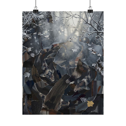 Koi Pond Wall Art Print | Winter Dark Japandi Shadow Zen Art