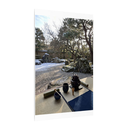 Winter Tea Ceremony Karesansui Canvas Art | Serene Decor