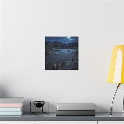 Kintsugi Moonlit Garden in Moonlight | Gold Repair Canvas Art