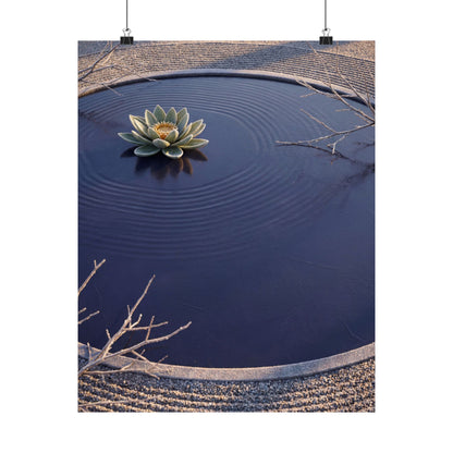 Lotus Flower Karesansui Wall Art Print | Tranquil Zen Art Art Print