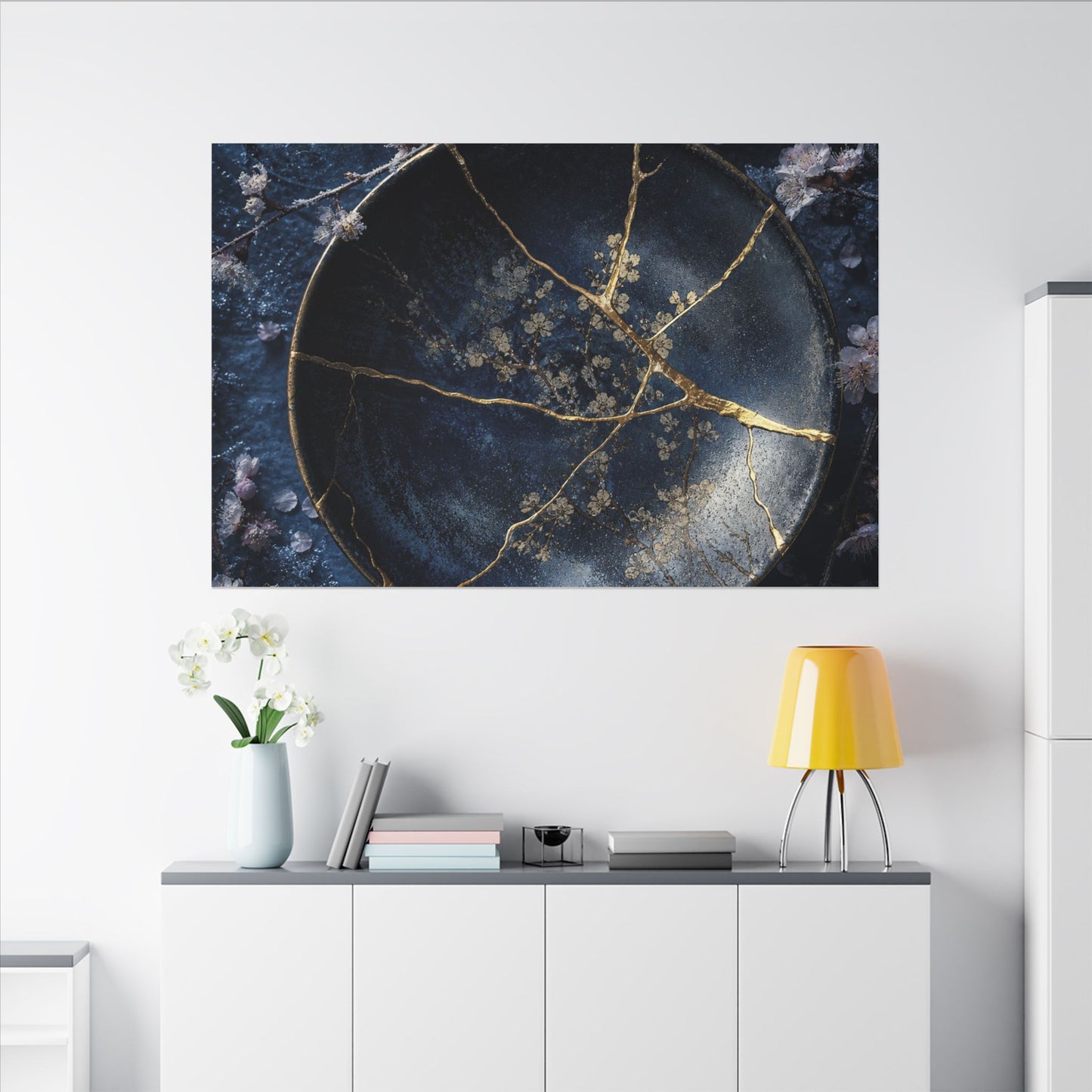Cherry Blossom Winter Canvas Art | Kintsugi Philosophical Design