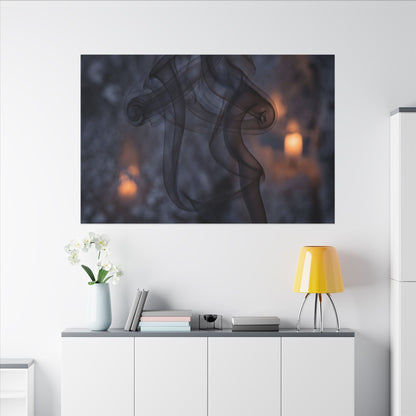 Incense Smoke Winter Canvas Art | Dark Japandi Sophisticated Design