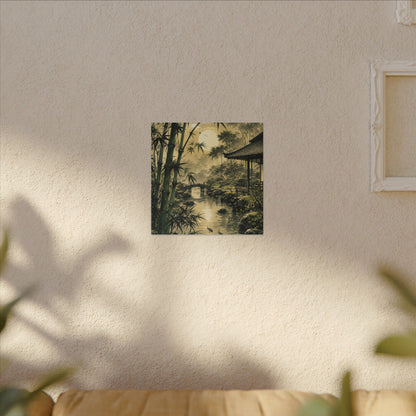 Moonlit Garden Sumi E Canvas Art | Calm Zen Art