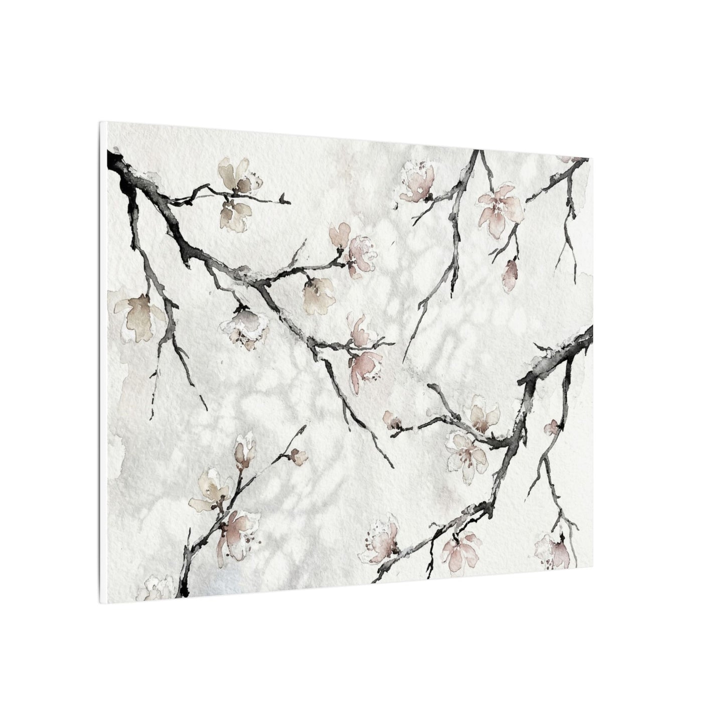 Cherry Blossom Canvas Art | Winter Japandi Watercolor Art