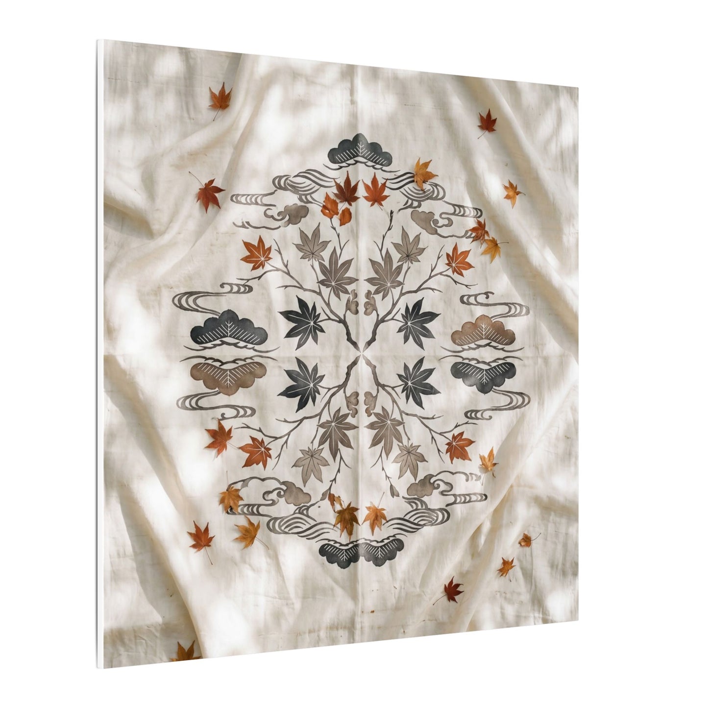 Elegant Silk Drape Canvas Art - Japanese Pattern Japandi