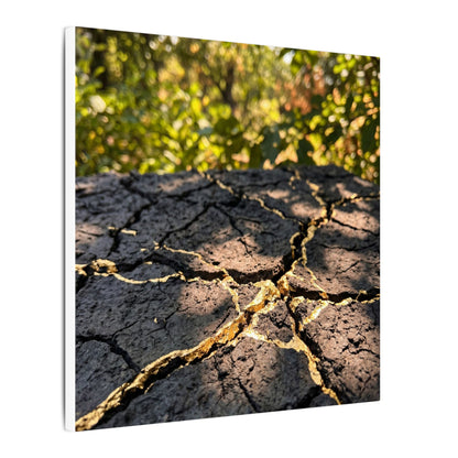 Shibui Cracked Earth Canvas Art - Kintsugi Gold Repair