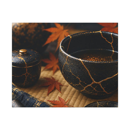 Seijaku Tea Ceremony Canvas Art - Kintsugi Gold Repair