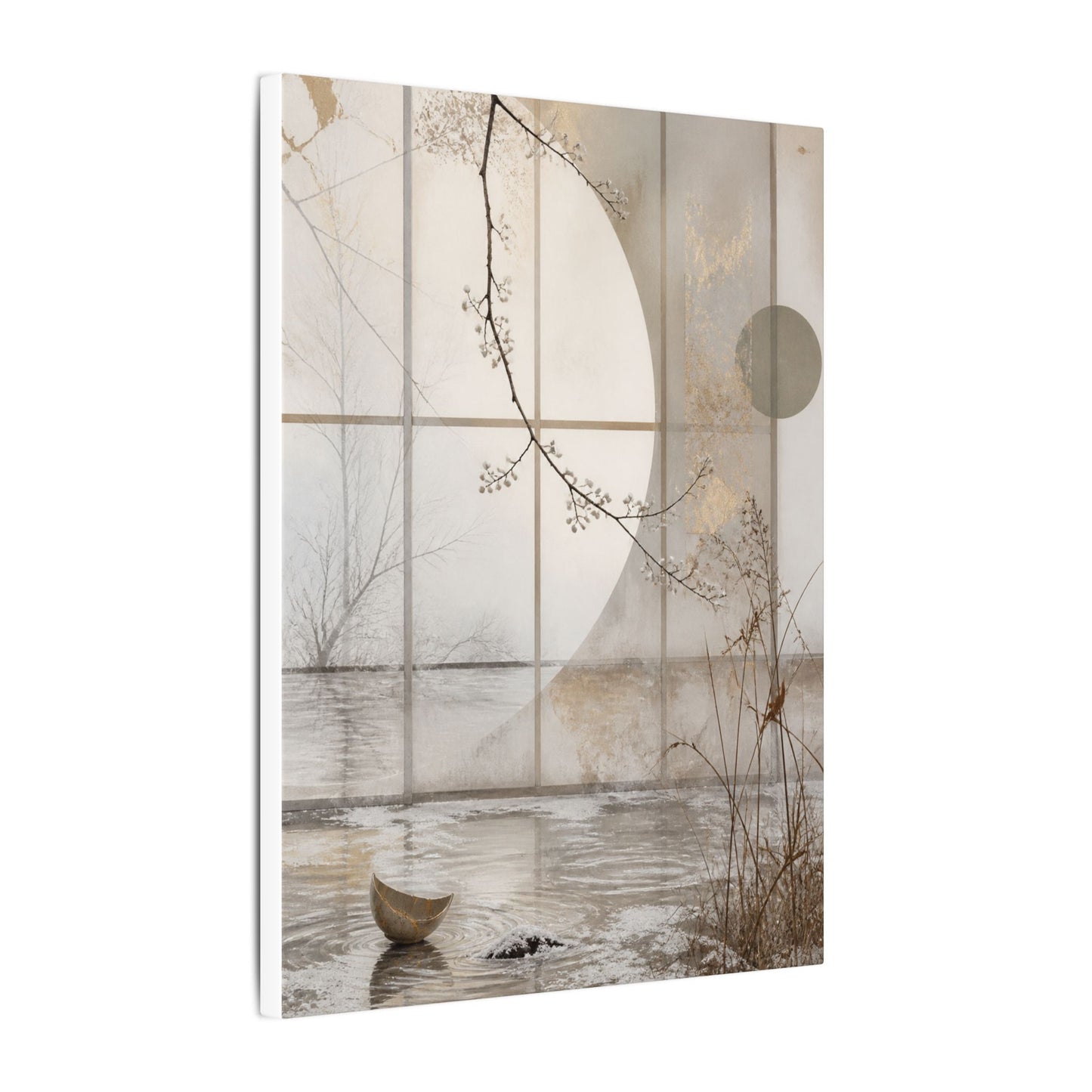 Winter Shoji Screen Japanese Pattern Canvas Art | Elegant Decor