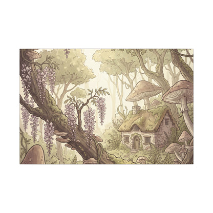 Summer Wisteria Mushroom Illustration Canvas Art | Enchanting Decor