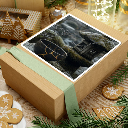 Stone Lantern Winter Sticker | Kintsugi Resilient Design