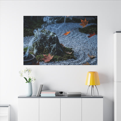 Autumn Incense Smoke Karesansui Canvas Art | Calm Decor