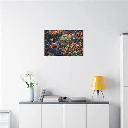 Kintsugi Fern Unfurling in Dappled | Gold Vein Canvas Art