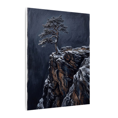 Dark Japandi Pine Tree in Dawn | Dark Texture Canvas Art