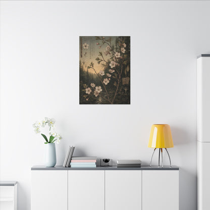 Spring Cherry Blossom Herbarium Canvas Art | Nostalgic Decor
