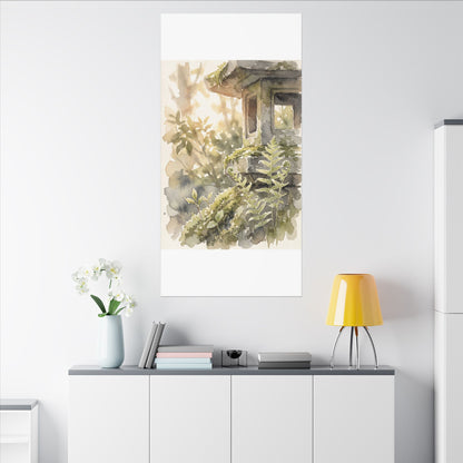 Earthy Stone Lantern Canvas Art - Watercolor Japandi