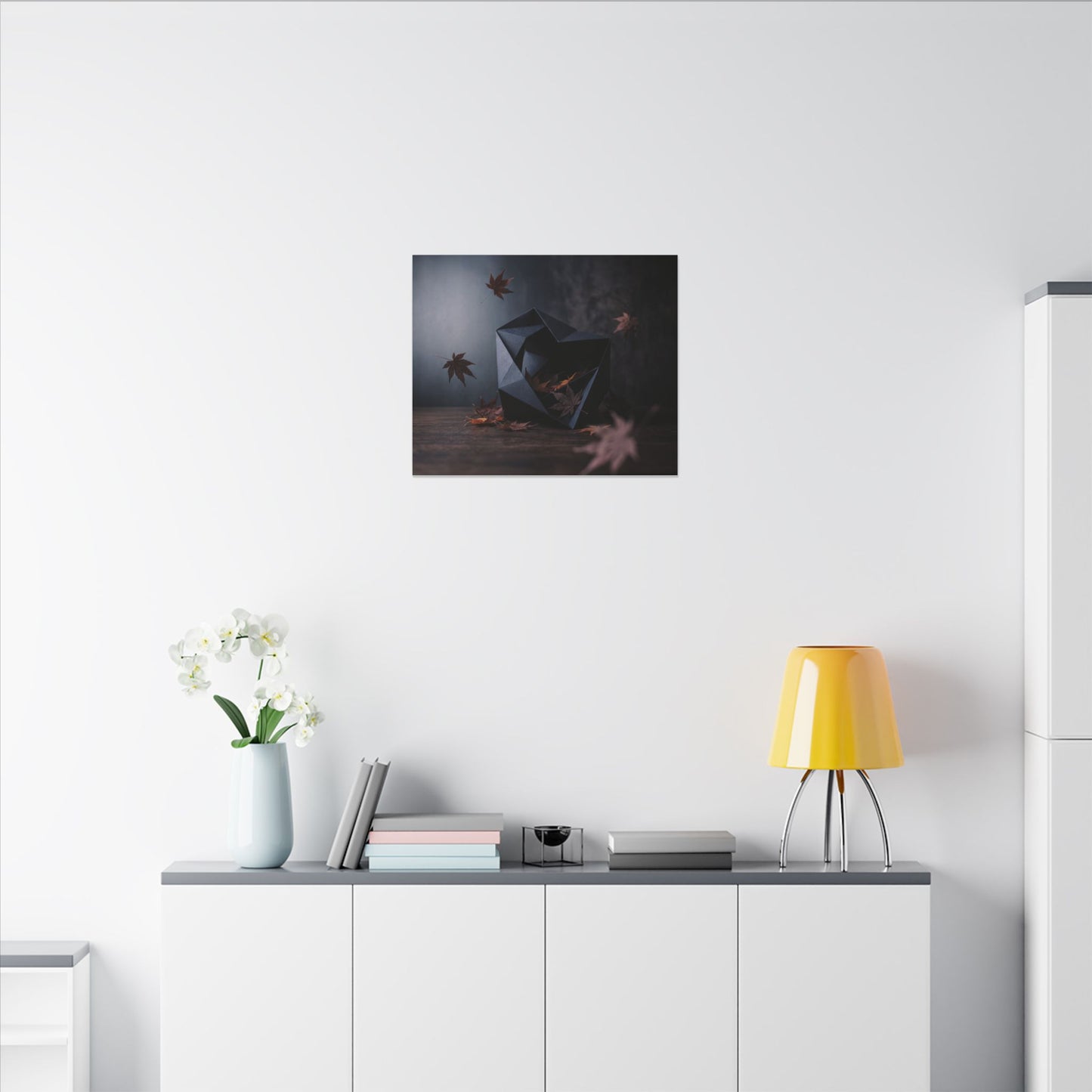 Dark Japandi Paper Fold in Dawn | Shadow Zen Canvas Art