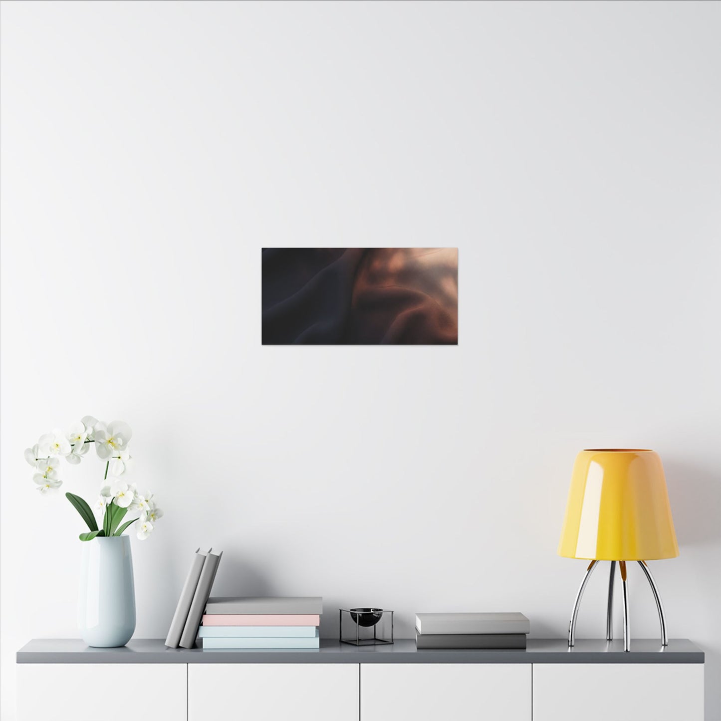 Dark Japandi Silk Drape in Dawn | Shadow Zen Canvas Art