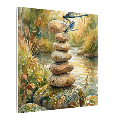 River Stones Summer Canvas Art | Japandi Cozy Design