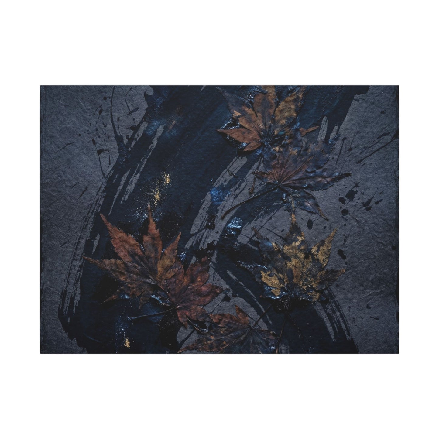 Sophisticated Ink Brushstroke Canvas Art - Dark Texture Dark Japandi Art Print