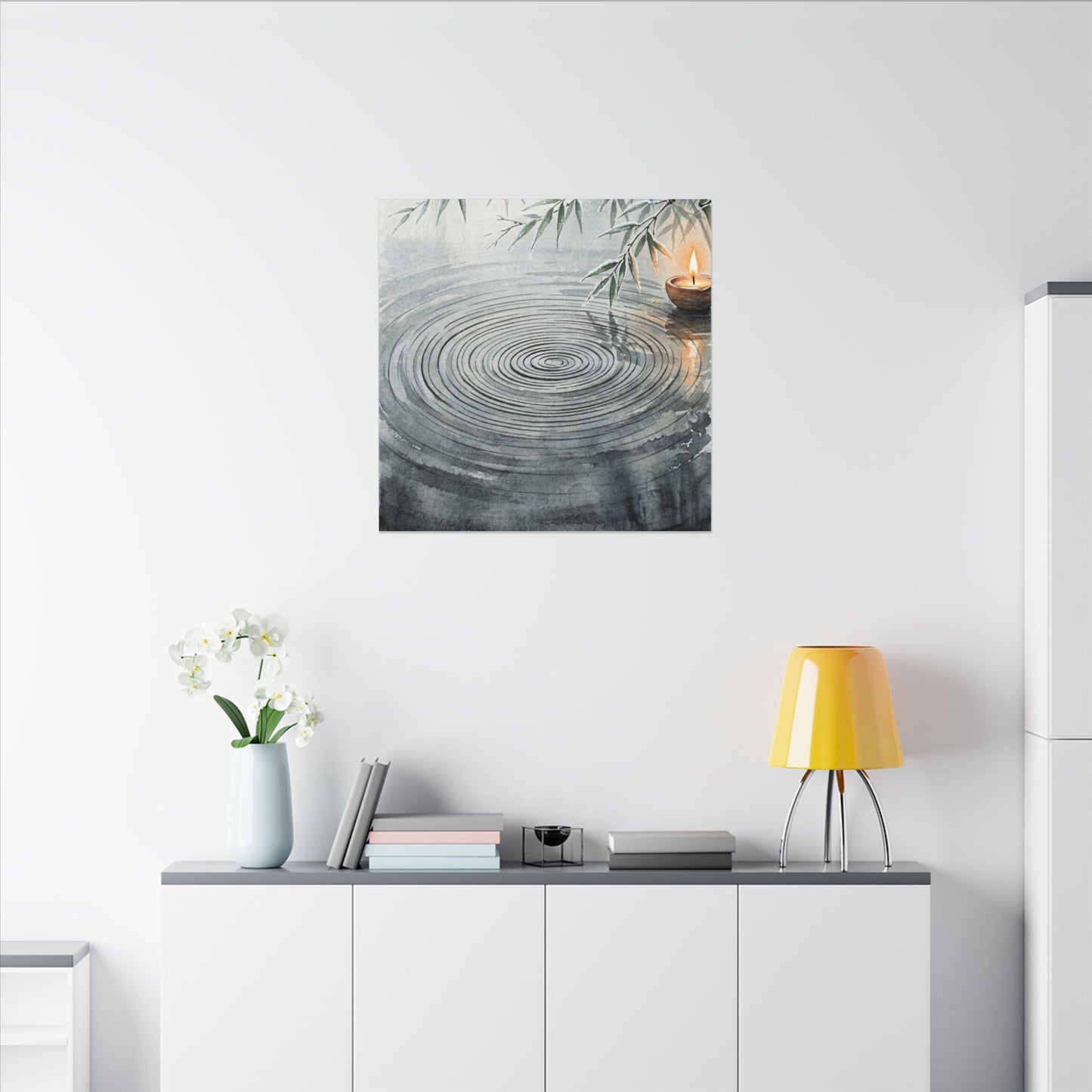 Water Ripple Sumi E Canvas Art | Calm Zen Art