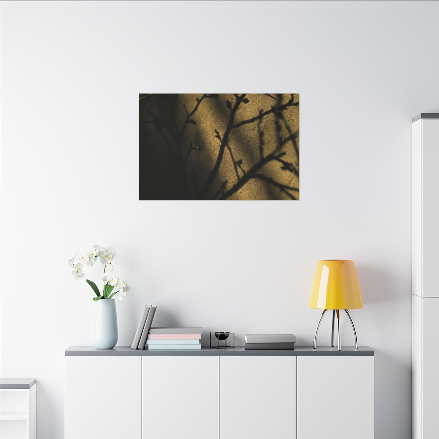 Golden Hour Shadow Play Canvas Art - Dark Japandi Seijaku