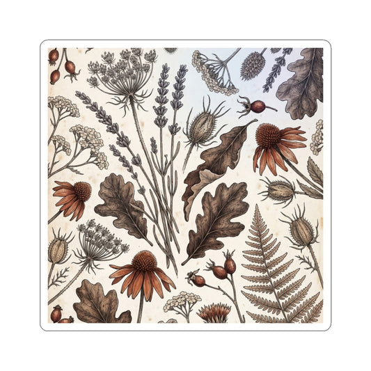 Winter Dried Flowers Vintage Botanical Sticker | Enchanting Decor