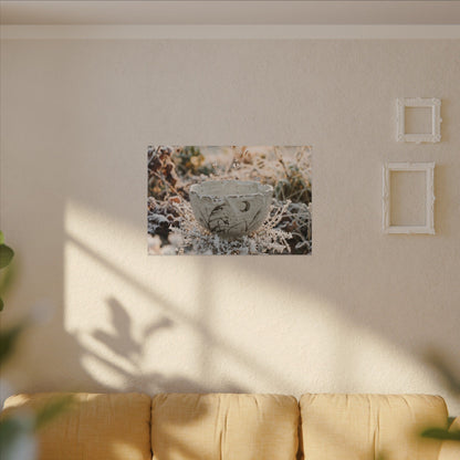 Japandi Ceramic Bowl in Golden Hour | Japanese Pattern Canvas Art