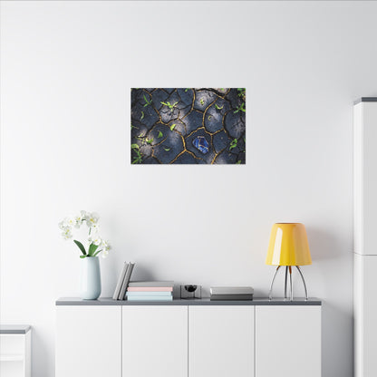 Cracked Earth Canvas Art | Spring Dark Japandi Moody Minimal Art
